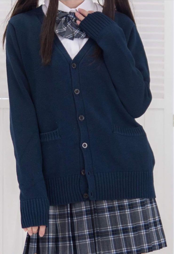 人気商品 スクールカーディガン 制服 レディース ネイビー