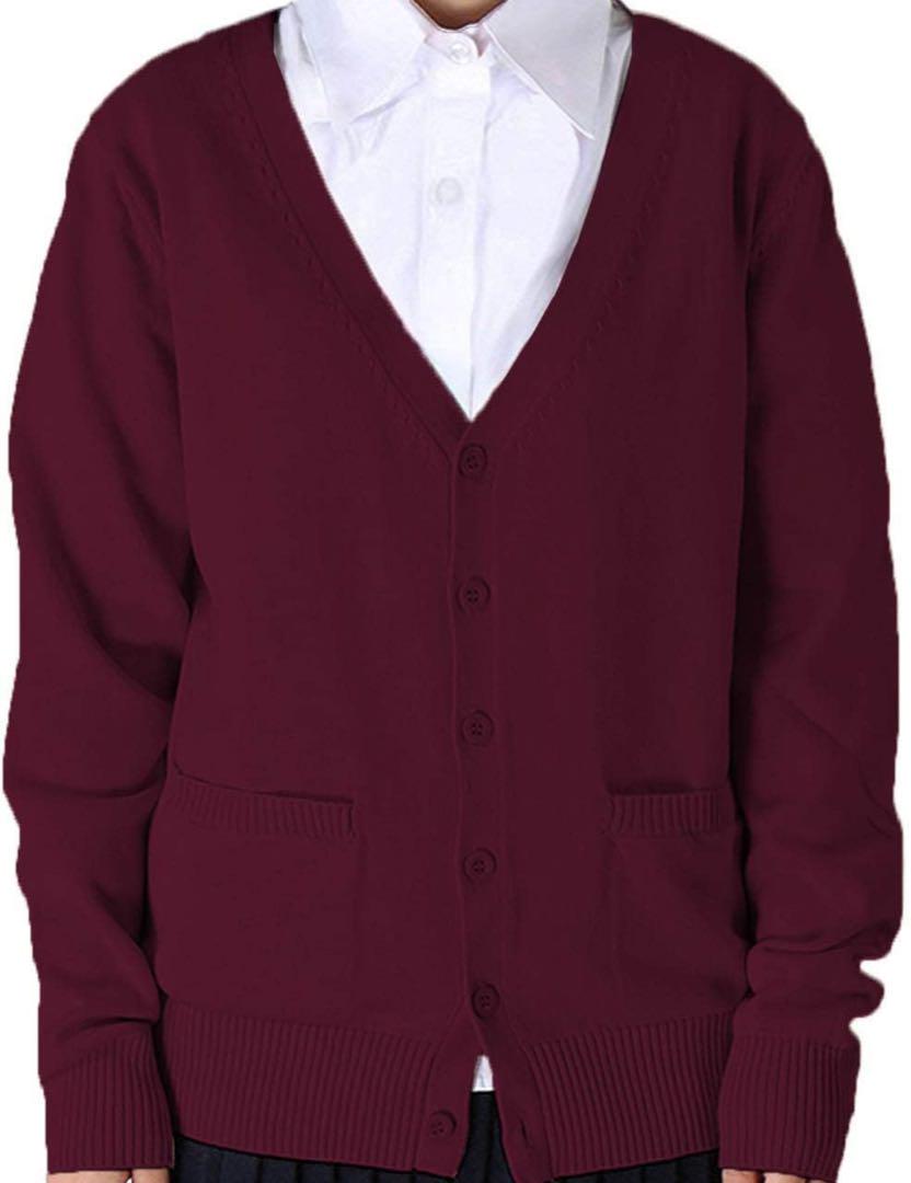 人気商品 スクールカーディガン 制服 レディース ワインレッド