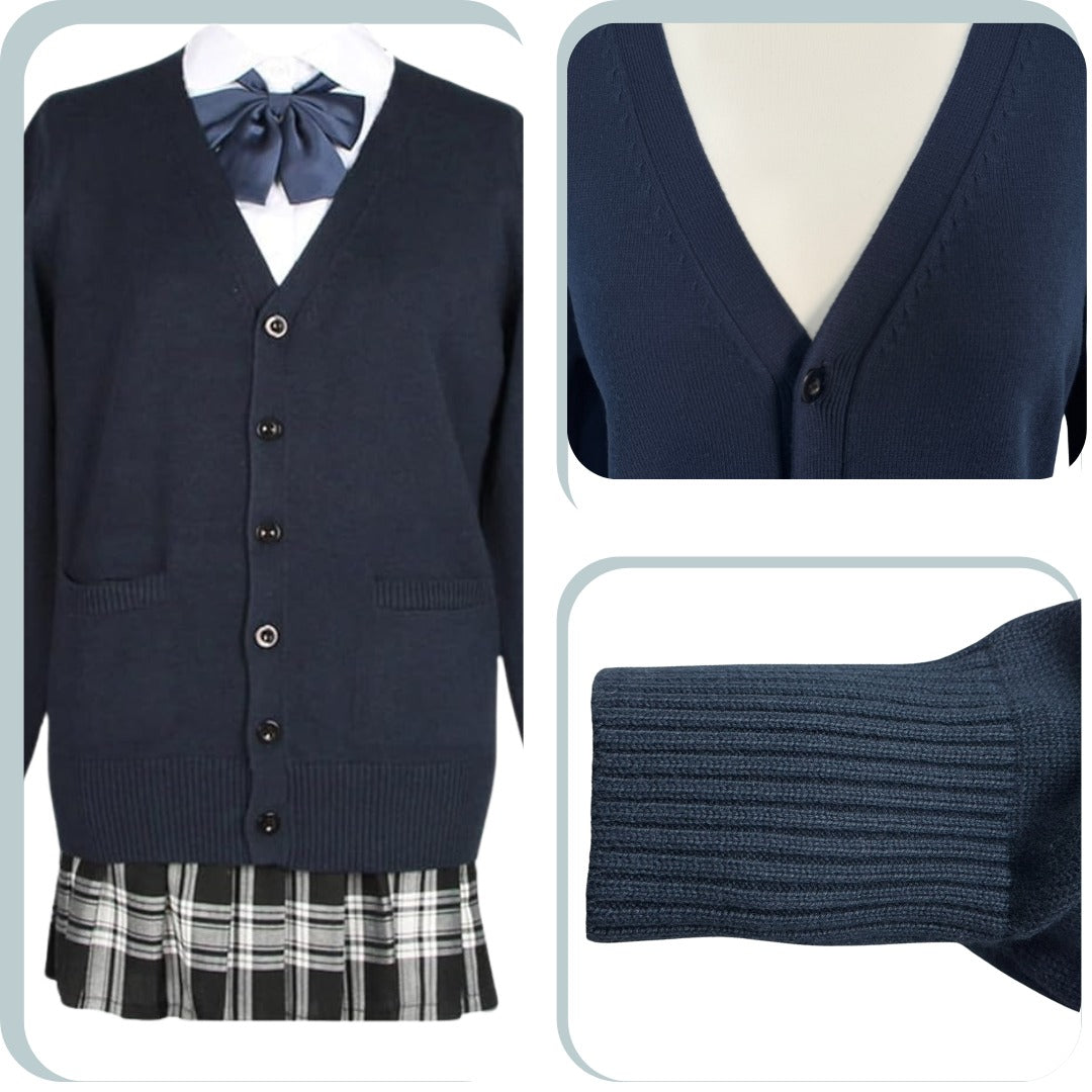 人気商品 スクールカーディガン 制服 レディース ネイビー
